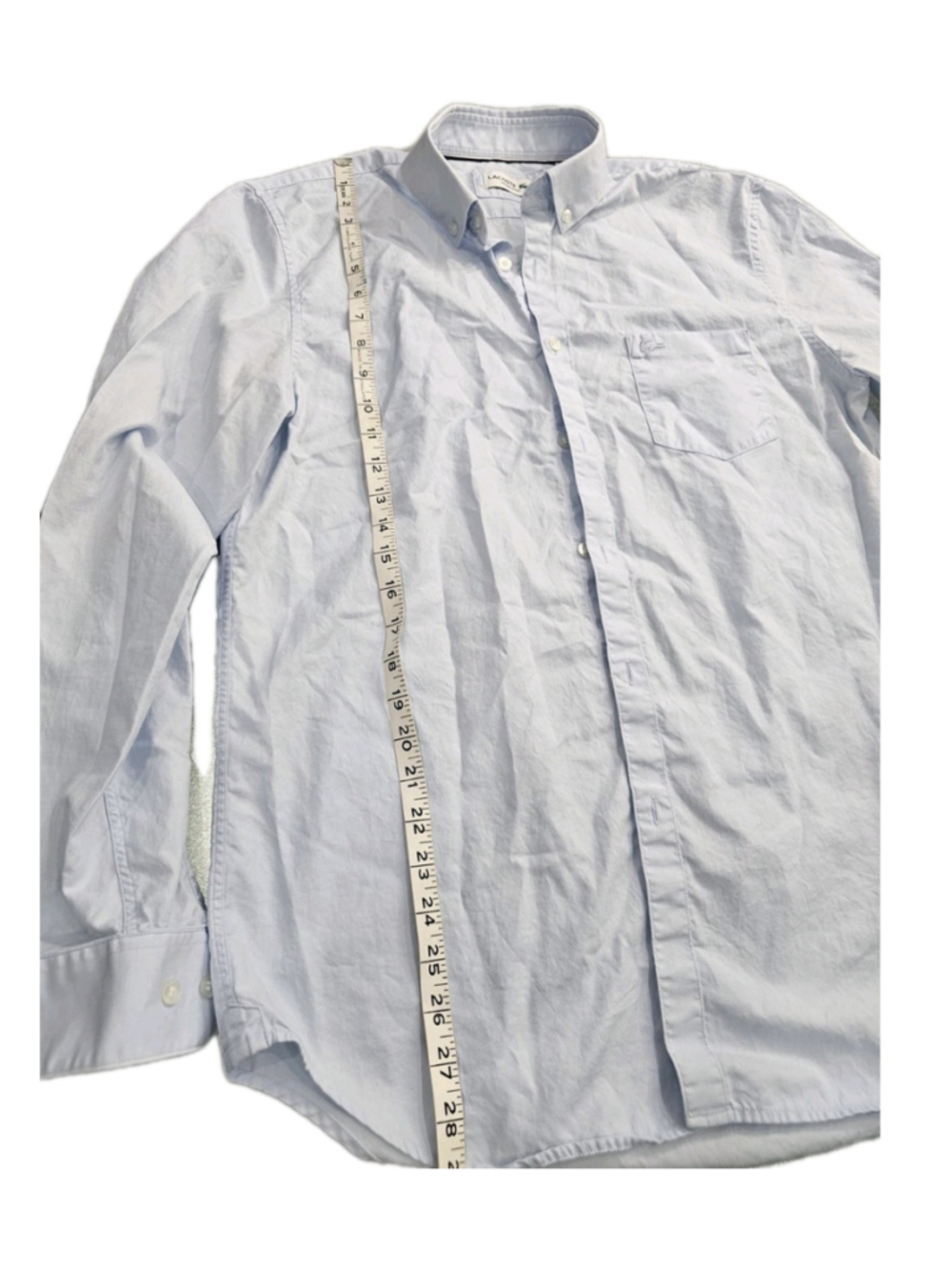 Lacoste Shirt Mens Collar Size 16 Blue, M-L Button Down Long Sleve Oxford Pocket - Picture 7 of 16